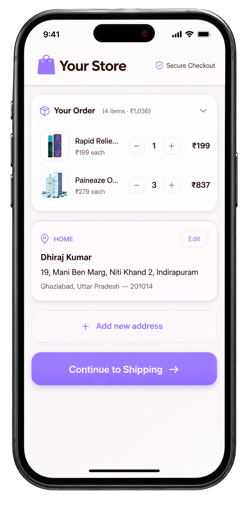 Checkout — Address step